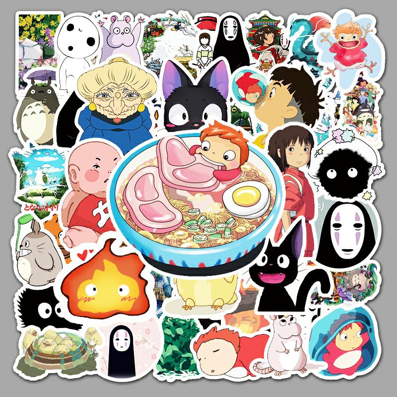 Sticker hoạt hình Ghibli Cắt Sẵn Hình Dán Trang Trí Mũ Bảo Hiểm Laptop Điện Thoại Ván Trượt Sổ tay Notebook