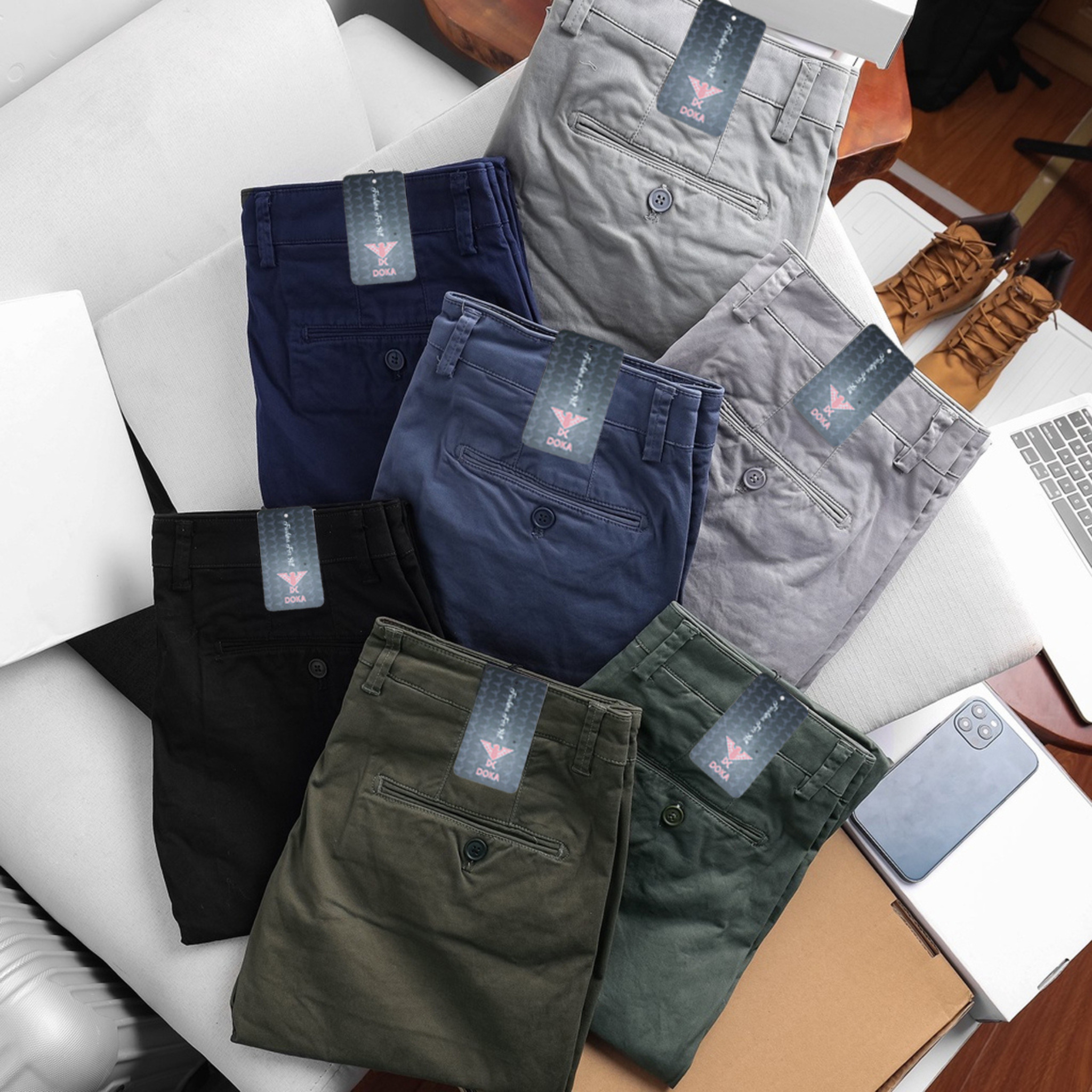 Quần kaki nam ( Tặng 1 dây nịt da hàng hiệu)  chất vải cotton mềm mịn, co giãn, chống nhăn, nhanh khô, độ bền cao chuẩn phong cách thời trang Dokafashion DKFQKK01