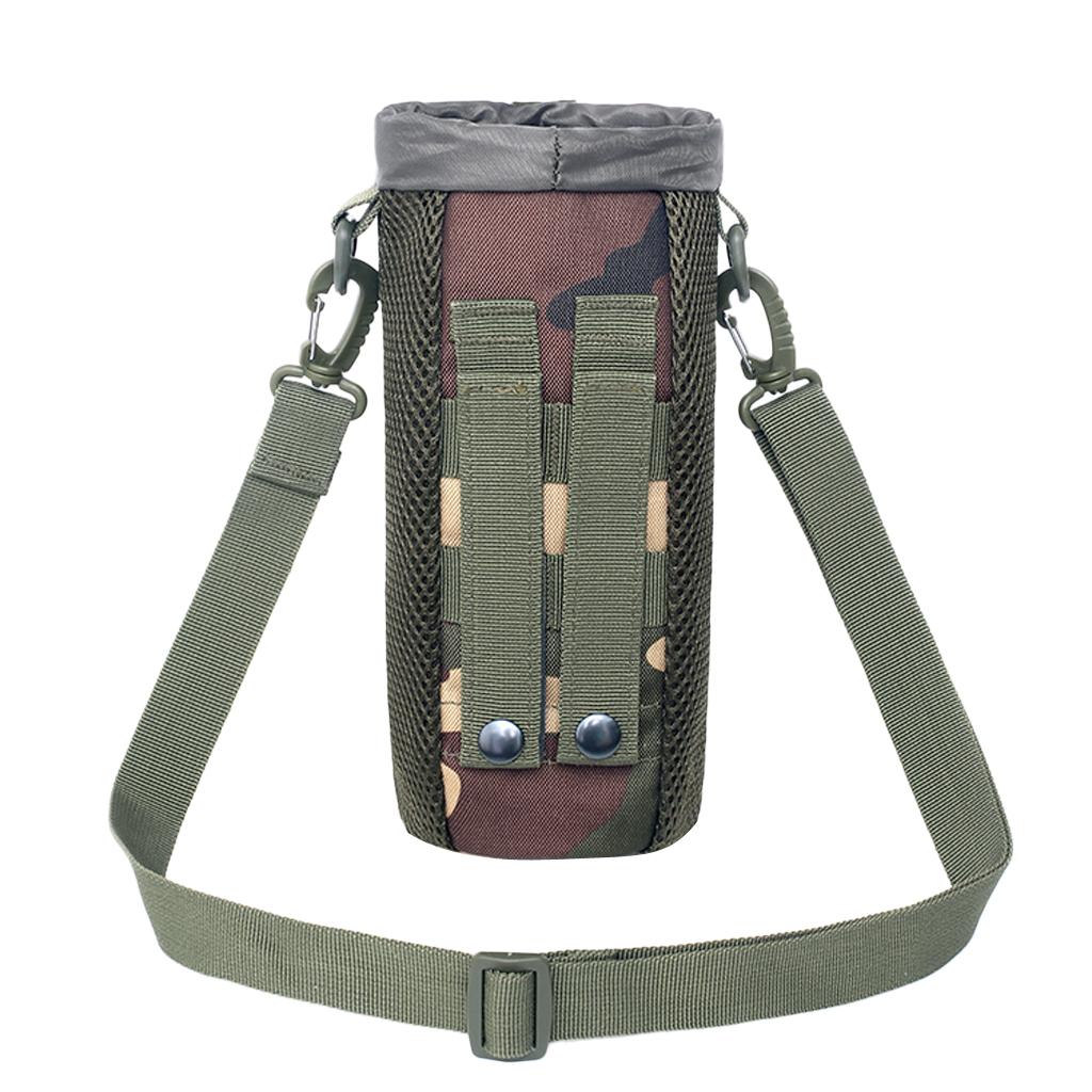 Outdoor Water Bottle Carrier with Shoulder Strap Drinking Pouch Bag Holder Woodland Camo/ ACU/CP/Digital Woodland