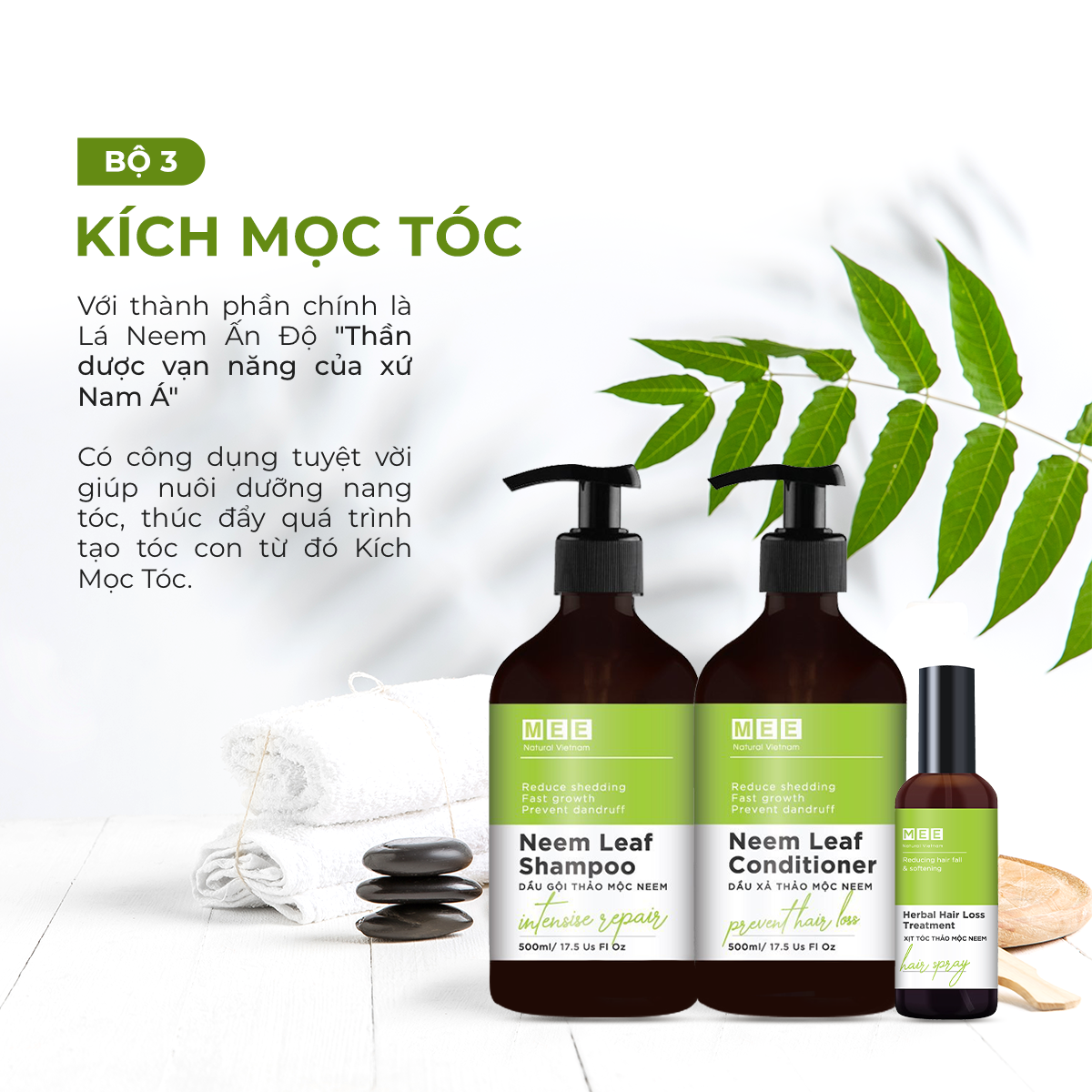 Xịt mọc tóc thảo mộc MEE NATURAL - Ngăn rụng tóc, kích thích mọc tóc Herbal Hair Loss Treatment 50ml