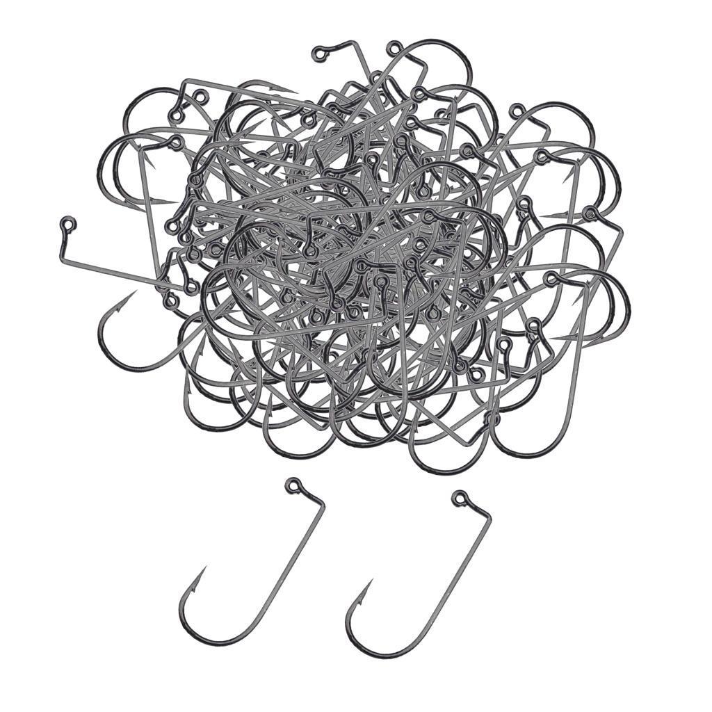 100pcs Worm Fishing Hooks Carbon Steel  Barbed Hook for Big Fish