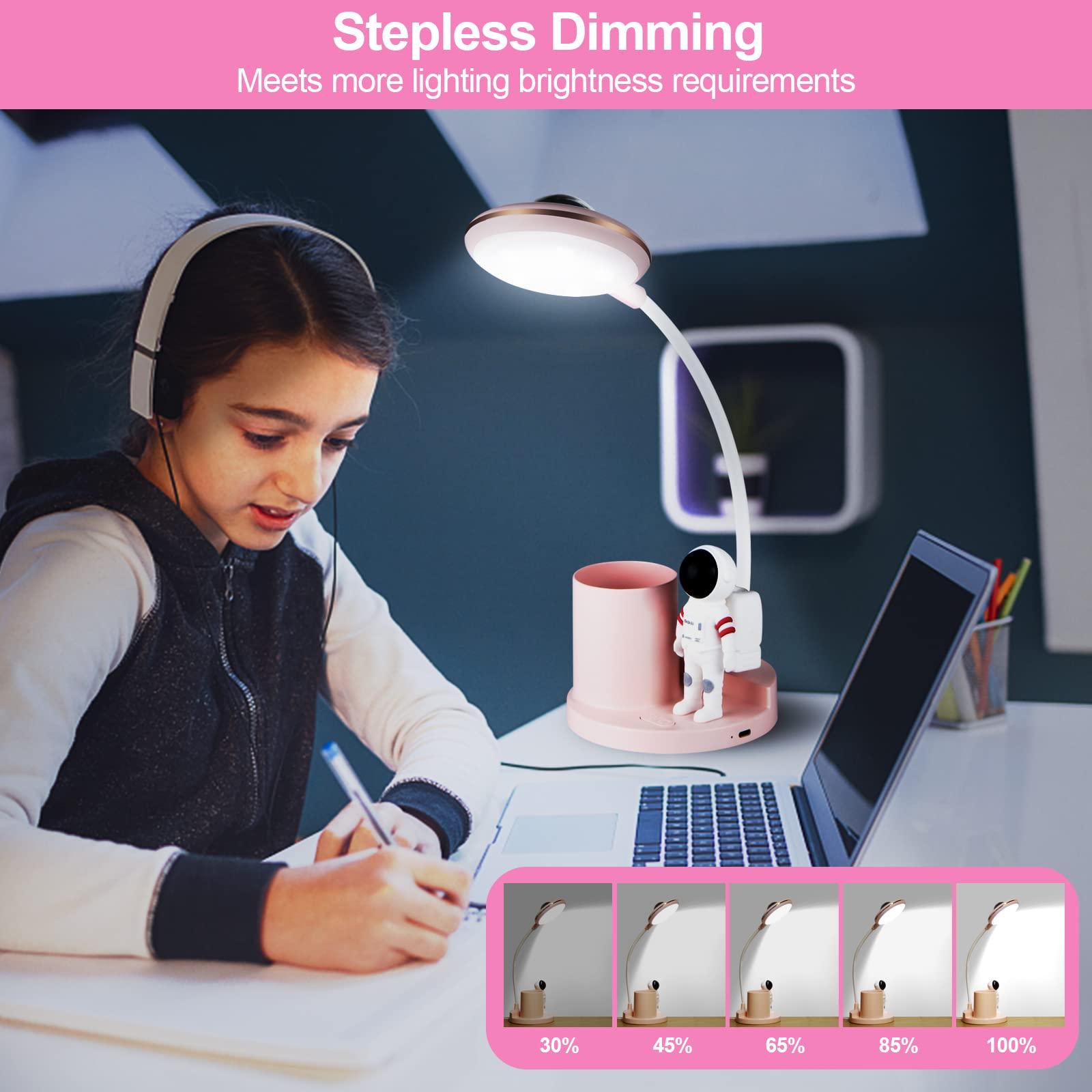 Desklamp dẫn trẻ em 5W, pin bàn hoạt động không dây với giá đỡ bút và chiếu, pin đèn cổ thiên nga linh hoạt cho phòng khách văn phòng