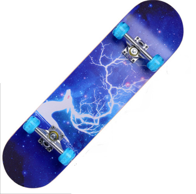 Ván Trượt Người Lớn Skateboard, Mặt Nhám Bánh PU Phát Sáng + Trục Hợp Kim Nhôm