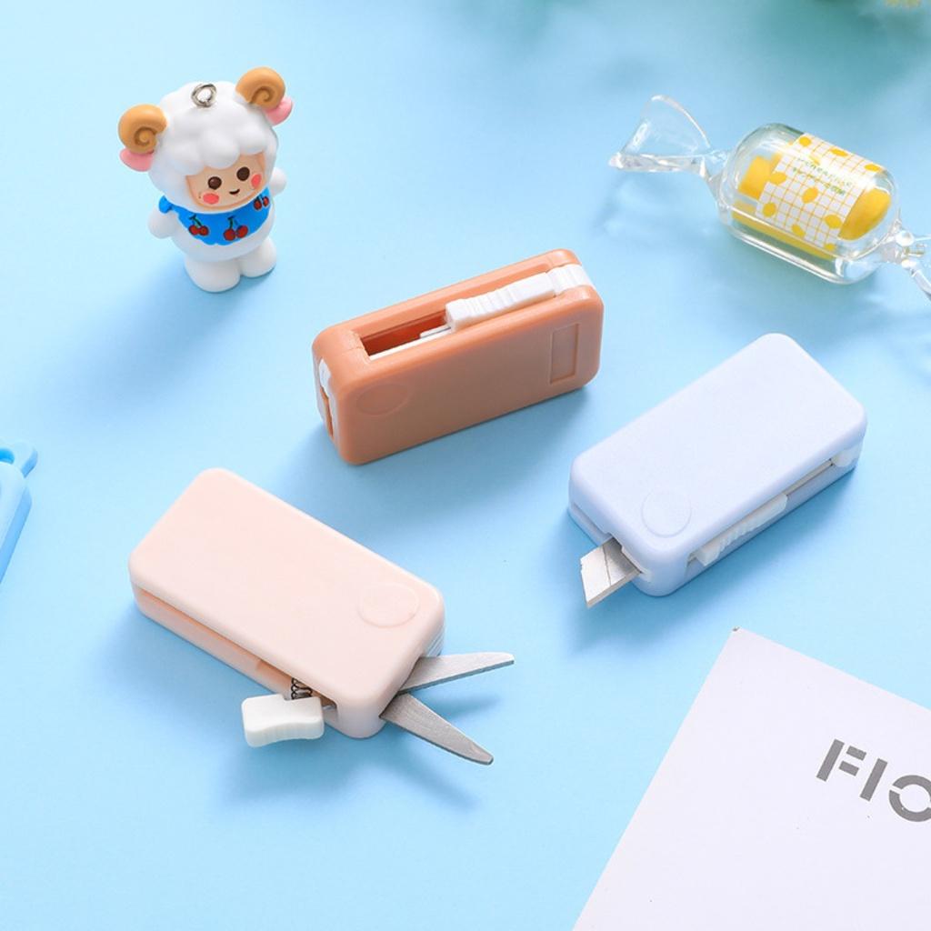 Hộp dao rọc giấy mini kèm kéo cắt 2 trong 1 đa dụng tiện lợi nhỏ gọn bỏ túi