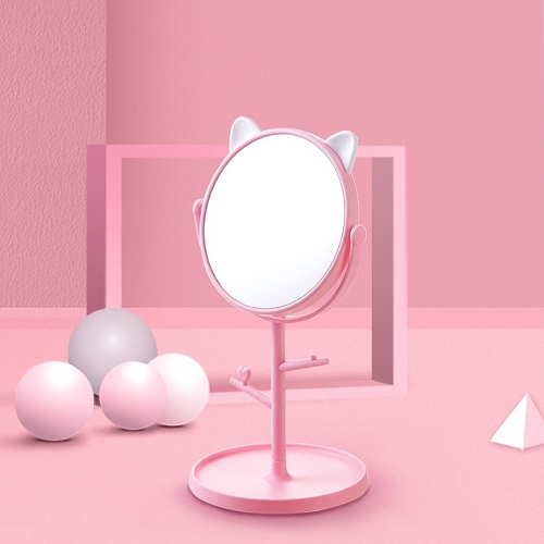 Gương Trang Điểm [CUTE01] Tai Mèo Xoay 360 độ | Có Móc Treo Phụ Kiện - Hàng chính hãng