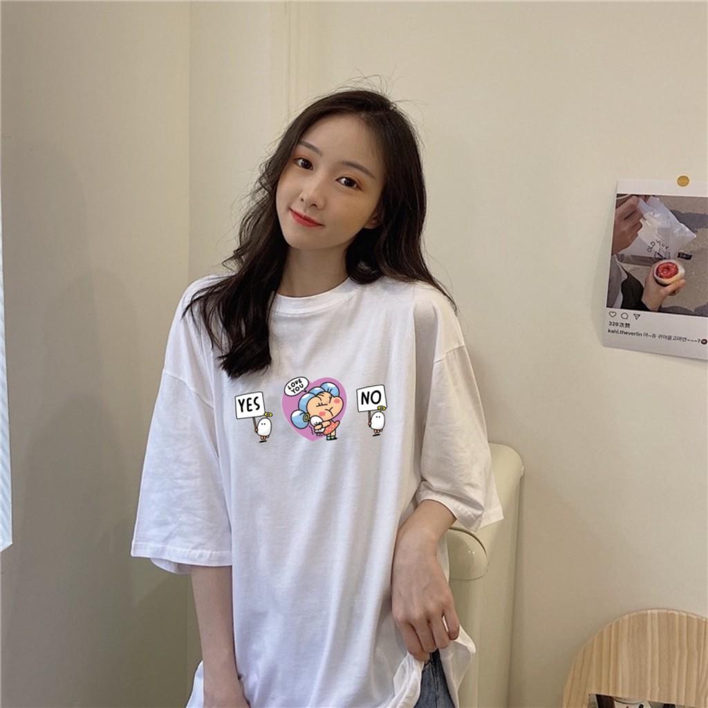 Áo Thun Tay Lỡ Unisex YES NO LOVE YOU Form Rộng Ulzzang