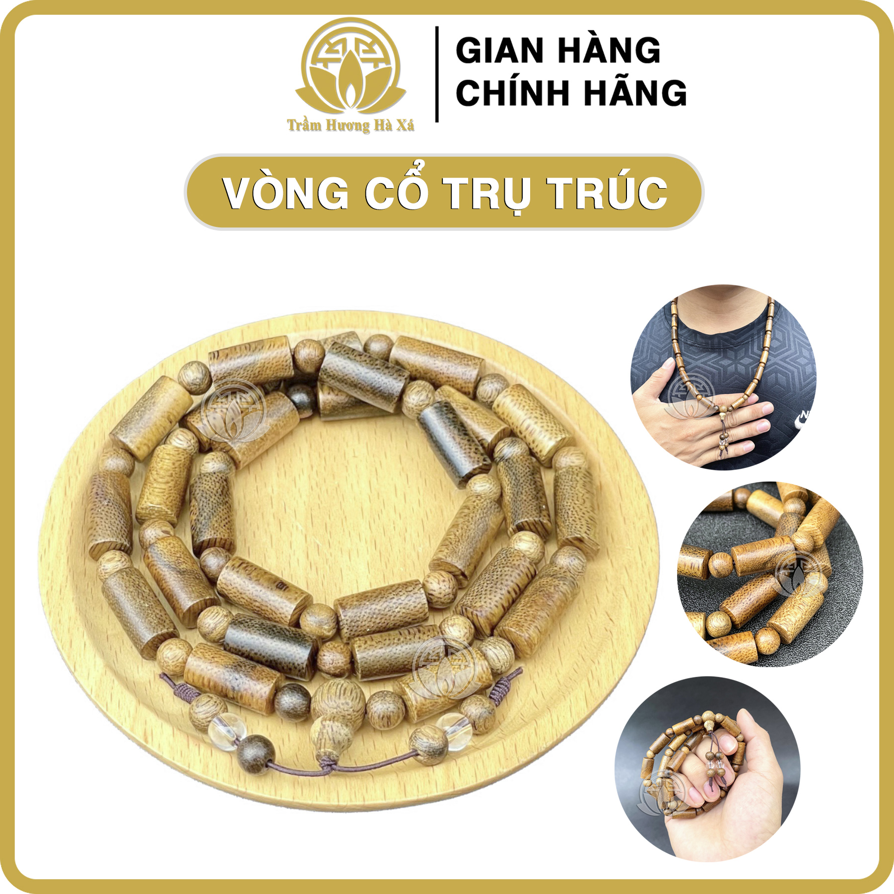 Vòng đeo cổ dây chuyền chuỗi hạt trụ trúc phong thủy trầm hương HÀ XÁ 8li vòng đeo tay cặp đôi nam nữ may mắn tài lộc