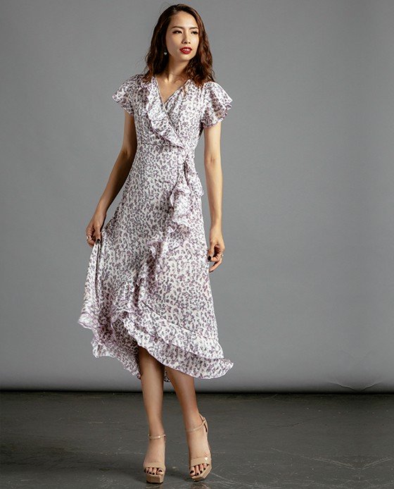 Đầm Midi Đắp Vạt Đầm Hoa | Thời trang thiết kế Hity