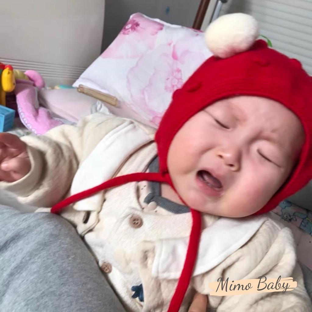 Mũ nón len cột dây 2 quả bông đáng yêu cho bé Mimo Baby ML59