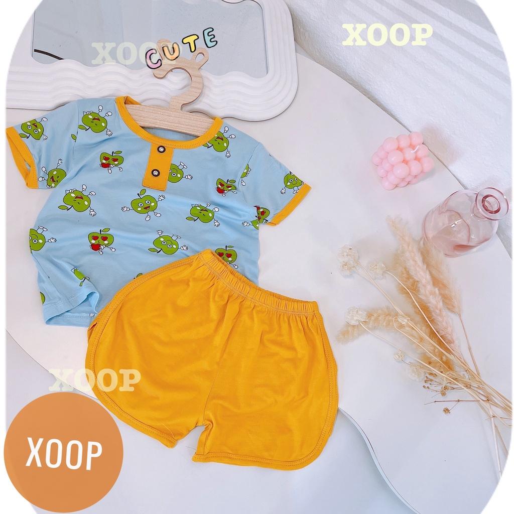 Bộ  cộc tay cổ trụ  chất thun lạnh in họa tiết mặt cười cho bé  BC2