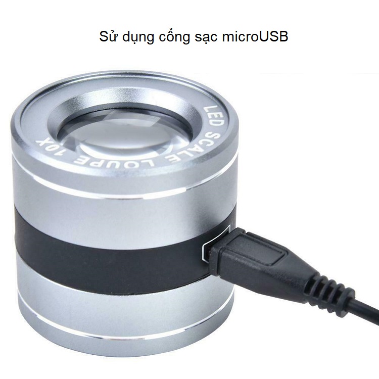 Kính lúp cao cấp có thước đo 10x tích hợp 2 đèn led trắng và đèn led tím 8083
