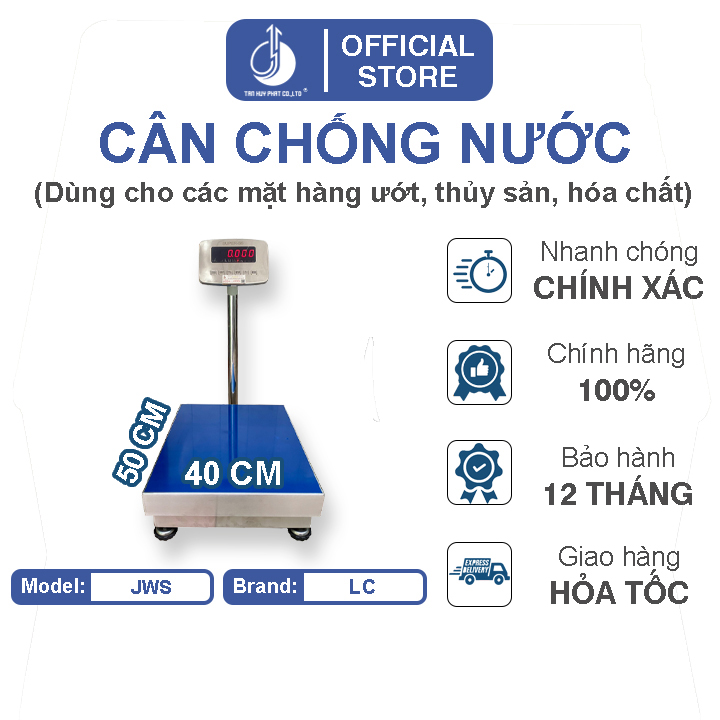Cân Điện Tử Chống Nước JWS - Mặt Bàn Cân Inox 400x500MM