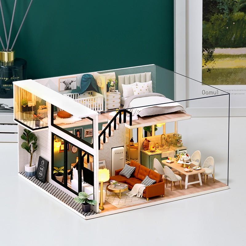 Mô hình nhà DIY Doll House Comfortable Life Kèm Mica Chống bụi