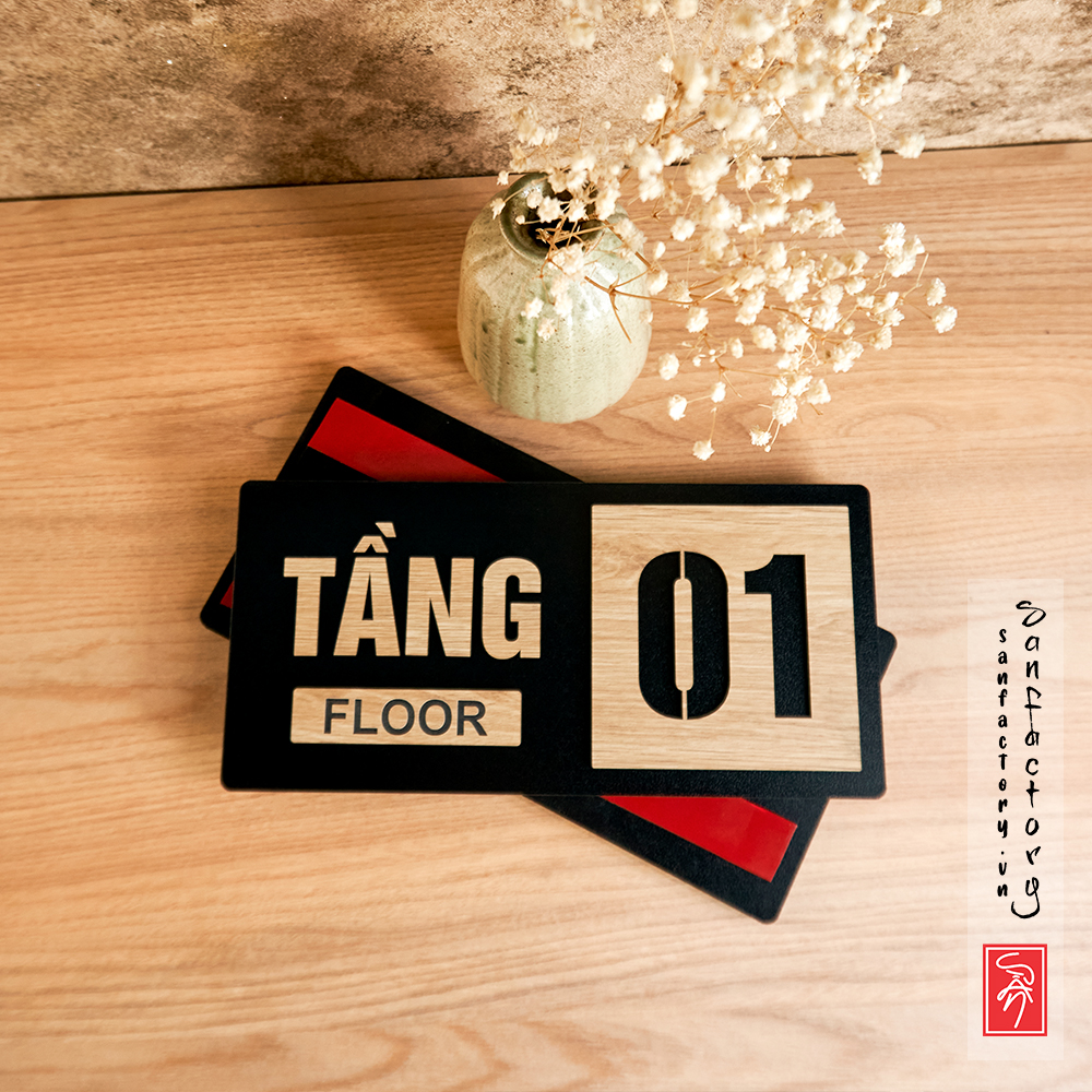 Bảng số tầng gỗ dán tường decor trang trí SAN-FL01