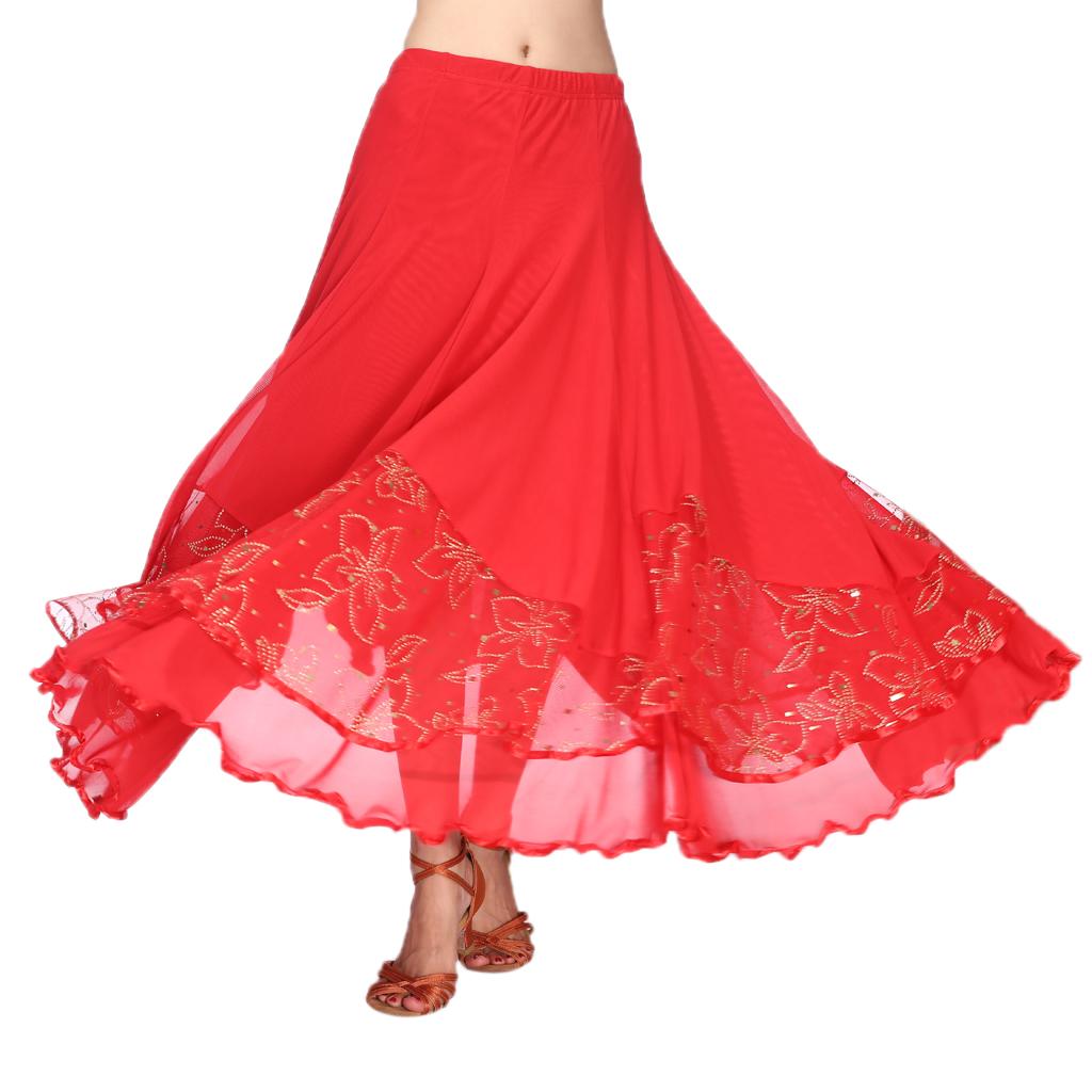 Women’s Flamenco Ballroom Dance Skirt Full Circle Swing Skirt Costume