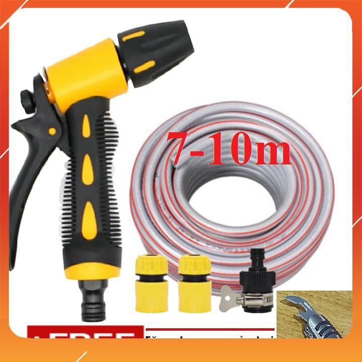 Bộ dây vòi xịt bơm nước tưới rửa , tăng áp 3 lần, loại 7m, 10m 206319 cút sập,nối đen+ mở chai