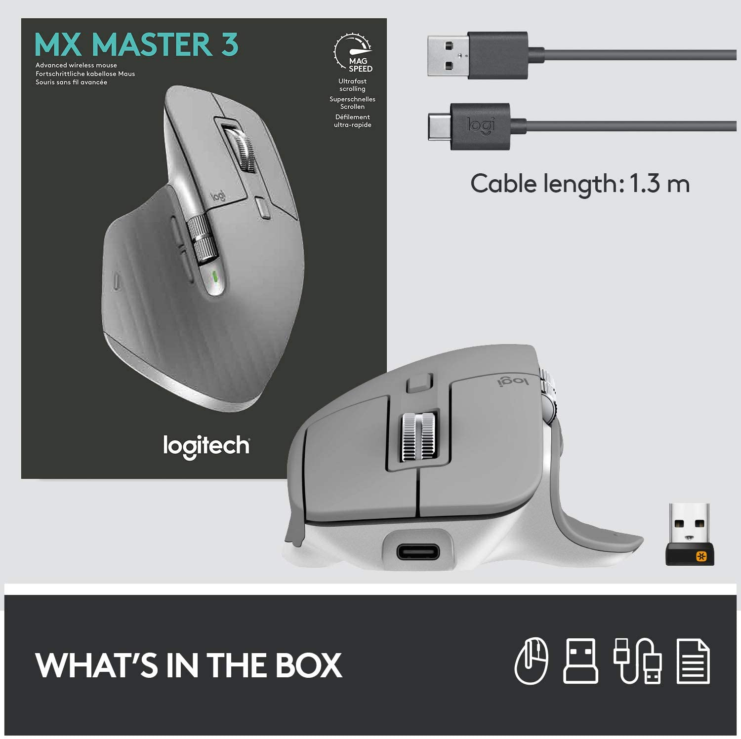 Chuột Bluetooth Không Dây Logitech MX Master 3 (Màu xám)- Hàng Chính Hãng