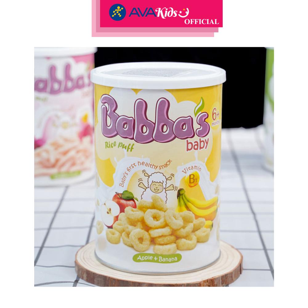 Bánh gạo ăn dặm Babba's Baby vị táo, chuối lon 45g (từ 6 tháng) - Hàng Chính Hãng