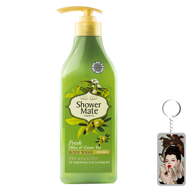 Sữa tắm dạng Gel giảm thiểu quá trình lão hóa da Showermate Olive and Green Tea Hàn Quốc 550ml tặng móc khóa