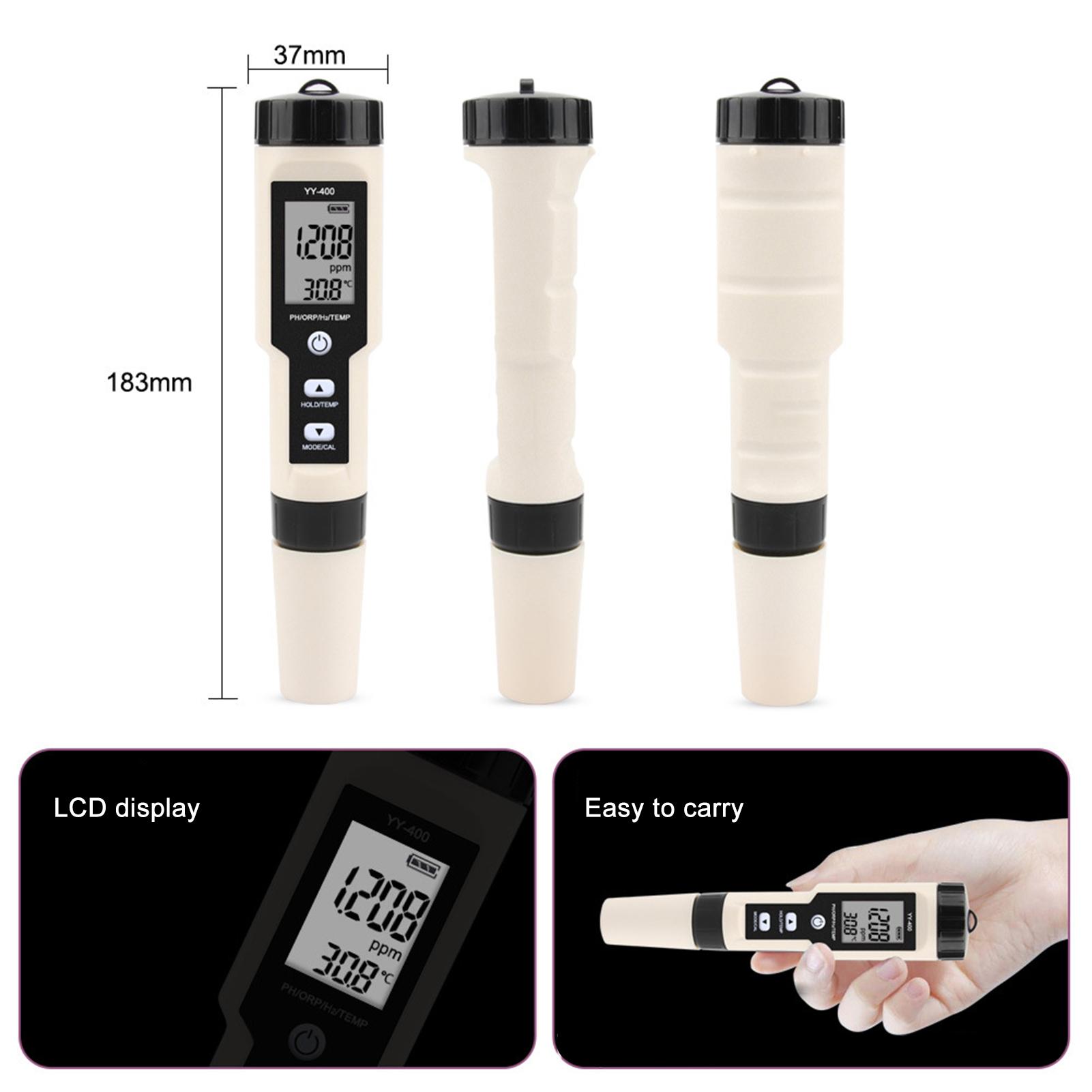 Digital pH Meter 4 in 1 PH ORP H2 Temperature Water Quality Monitor Tester