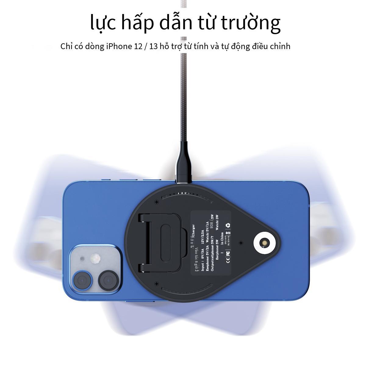 Bộ sạc không dây nam châm 3 trong 1 mới được ưu đãi nhất dành cho giá đỡ trạm sạc nhanh Apple 12/13iWatch 23W