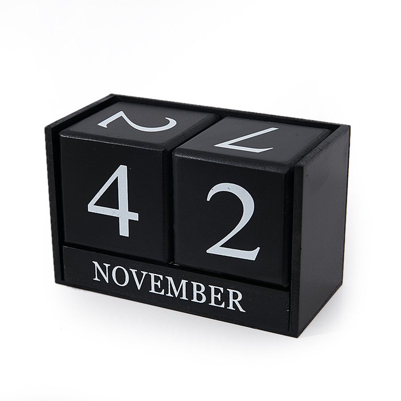 LỊCH KHỐI GỖ ĐỂ BÀN MÀU ĐEN (WOODEN BLOCK CALENDAR)