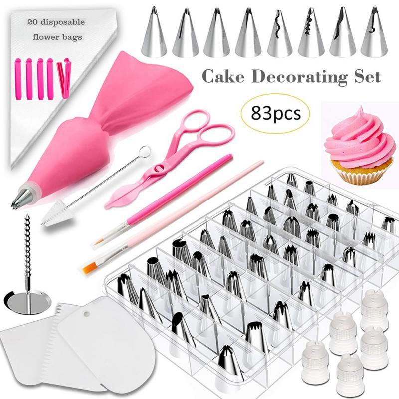 82 Cái/bộ Ốp Bánh Ngọt Túi Đầu Bếp Tự Làm Ống Dạng Ống Dẫn Kem Có Thể Tái Sử Dụng Bánh Ngọt Túi Bánh Vòi Phun Bộ Nhà Bếp Trang Trí Dụng Cụ