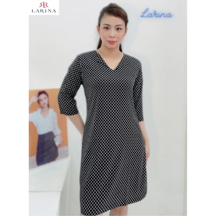 Đầm nữ công sở dáng suông tay lỡ cổ tim lá cổ bẻ sang trọng LARINA - B07