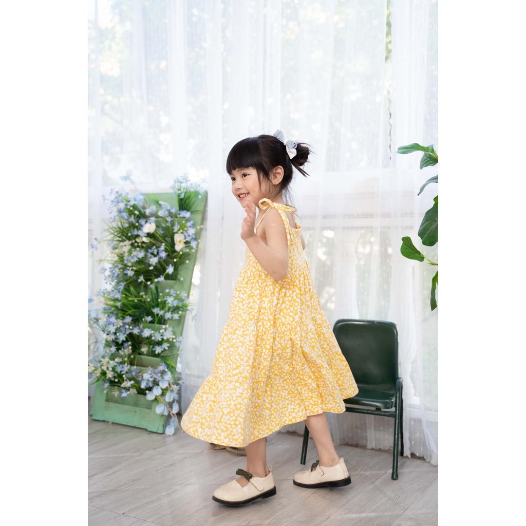 Váy đầm thun hai dây mầu vàng cho bé gái Sora Chan - M001