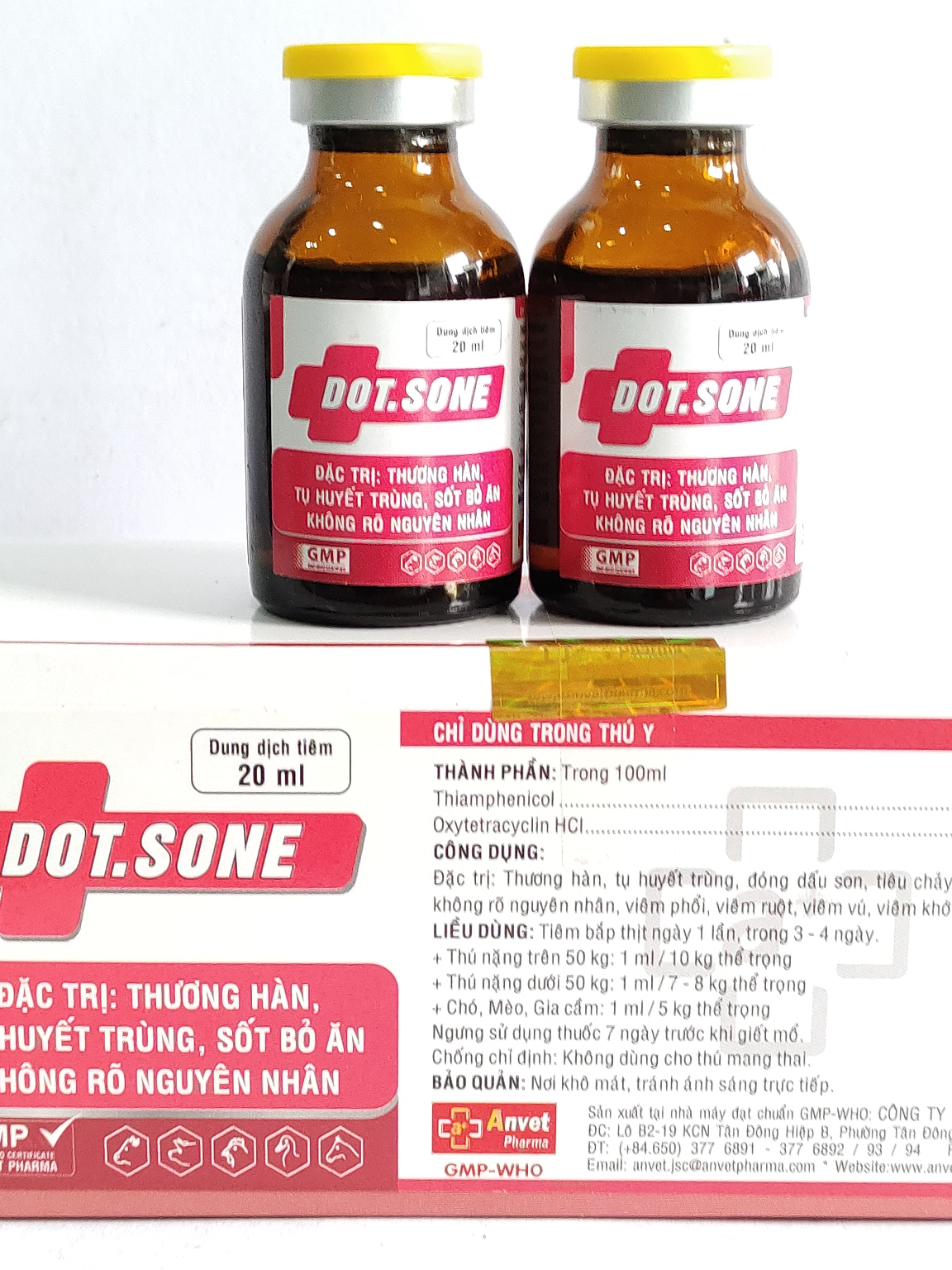 DOT SONE 20ML dung dịch tiêm đặc trị thương hàn, tụ huyết trùng, sốt bỏ ăn không rõ nguyên nhân