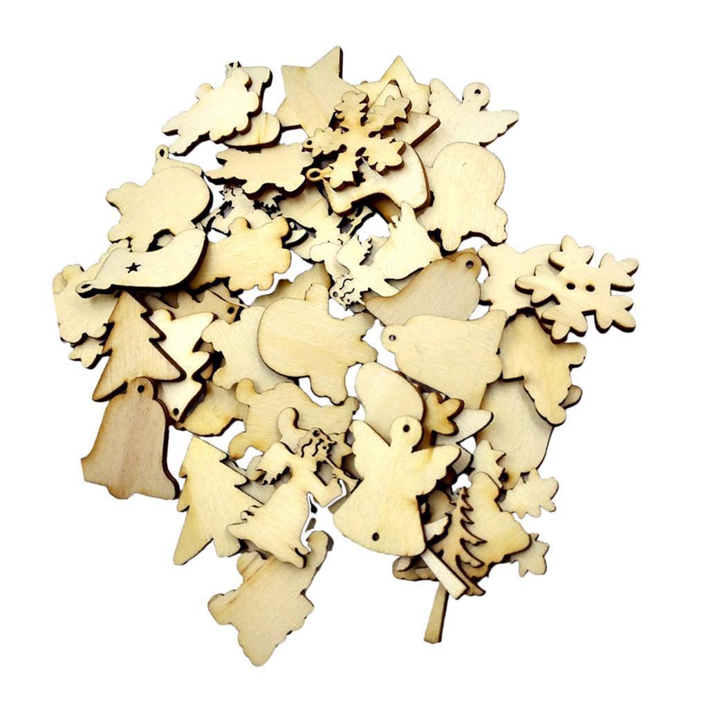 Unfinished Natural Star Christmas Shapes Wood Pieces DIY Craft for Scrapbook
