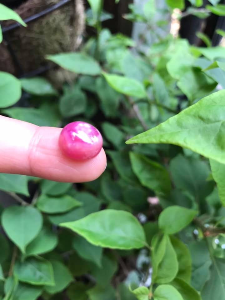 VIÊN ĐÁ RUBBY HỒNG TRÒN ĐẸP NHƯ BÔNG HOA PHÍA TRÊN VIÊN ĐÁ TRÒN DẦY ĐẸP LẮM LUÔN LÀM MẶT NHẪN DÂY CHUYỀN Size DÀI 12mm X NGANG 11mm x DẦY 7mm