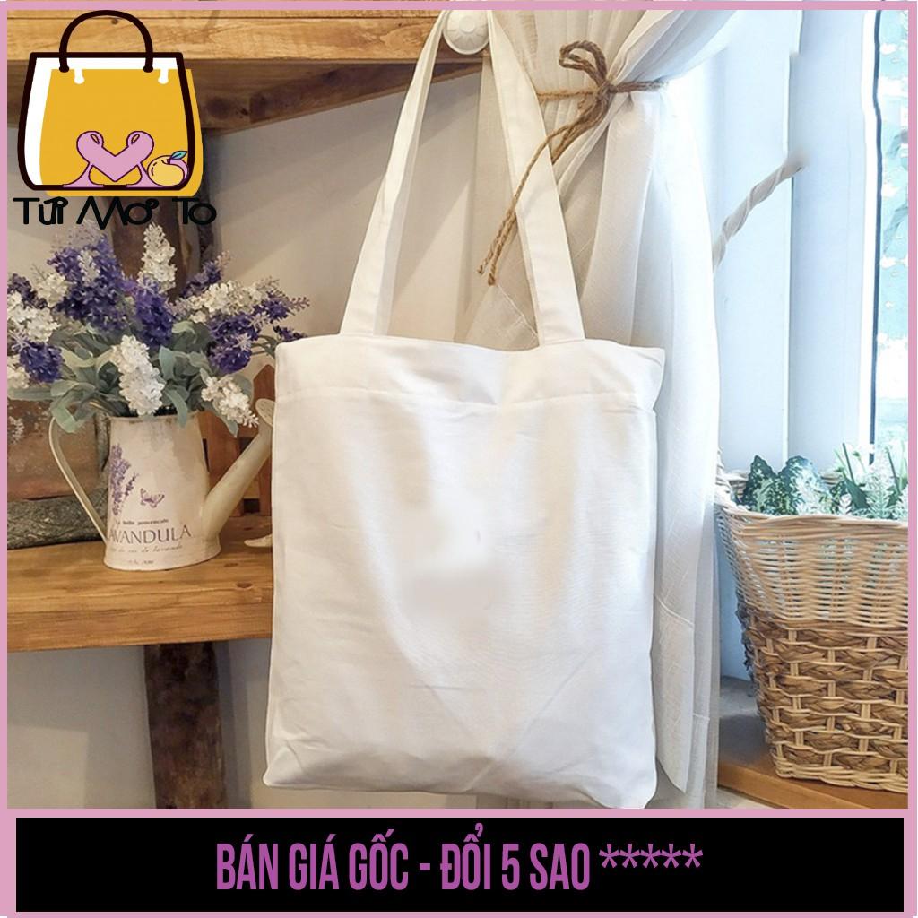 Túi tote VUÔNG, túi canvas, túi vải trắng có khóa kéo - Túi Mơ To store