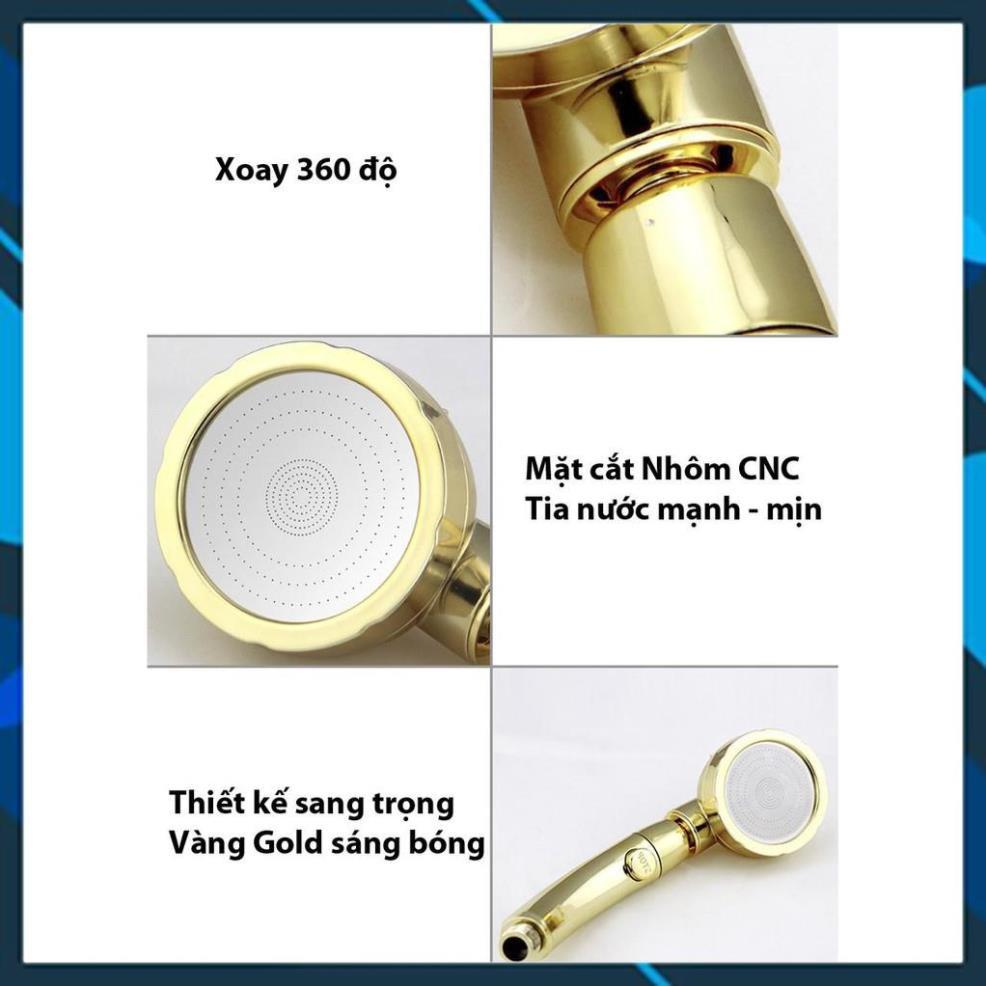 Vòi Sen Tăng áp Có Nút Khóa Nước 3 chế độ Phun, Xoay 360 độ Hàng Xịn - Vàng Gold 206783