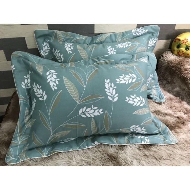 Set 2 vỏ gối nằm Cotton lót bông dây khóa kéo kích thước 45x65 dày mịn thoáng mát