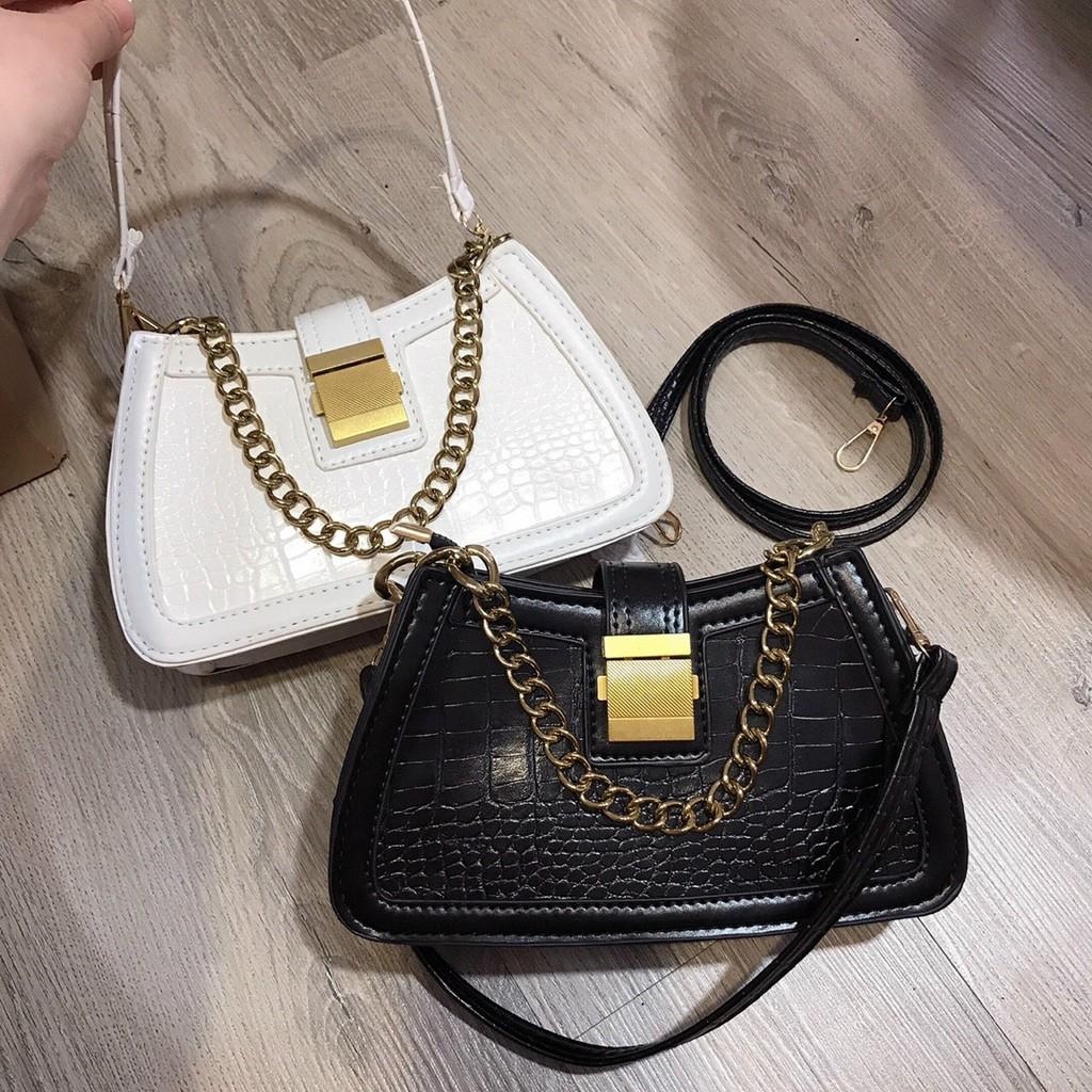 Túi kẹp nách khóa vuông có kèm dây đeo chéo size 22 Túi xách nữ LONAKENG hot trend Túi kèm 3 dây nha cả nhà