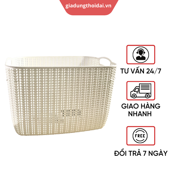 Giỏ Nhựa Đựng Đồ Knit Số 8 Hàn Quốc KT: 43x30x27 Cm