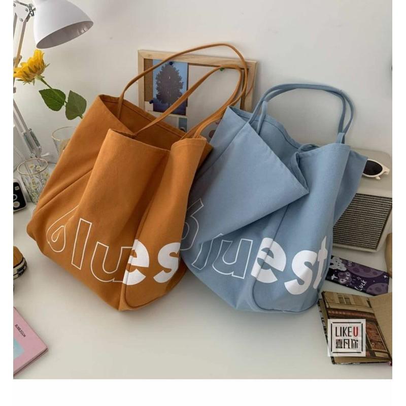 Túi tote vải canvas, túi vải ulzzang. túi tote blue