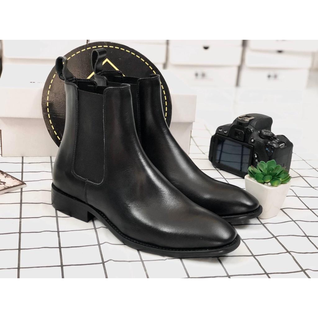 (Bảo hành 1 tháng) Giày Chelsea boot nam da bò đế phíp gỗ sang trọng - Duky Store