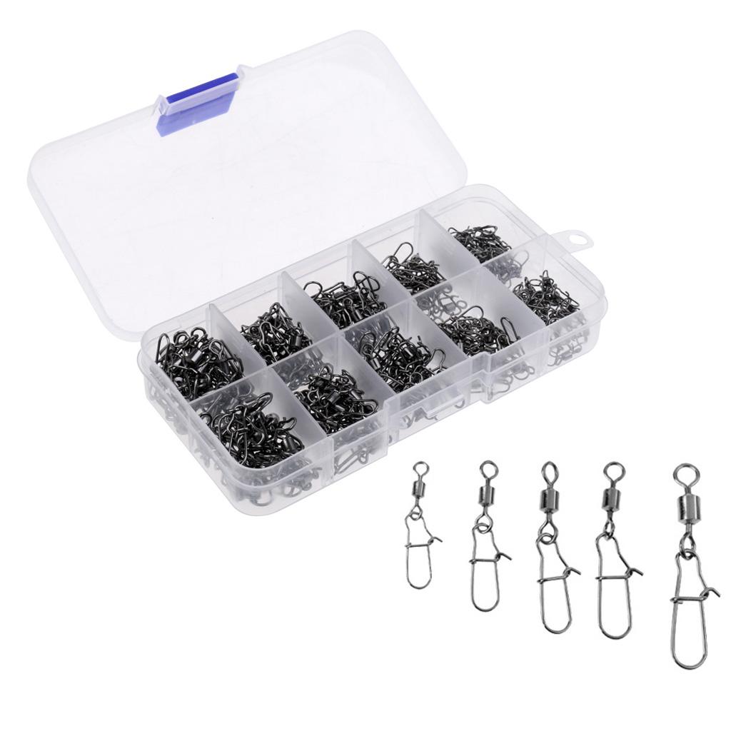 210Pcs Rolling Swivels Ring Fastlocks Fishing Pin Snap Connector Accessories