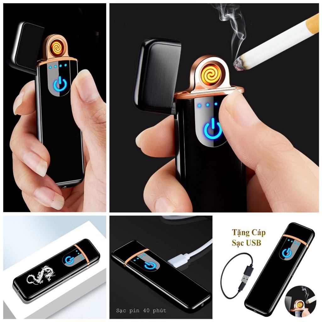 Bật lửa hộp quẹt cảm ứng điện tử hồng ngoại thông minh mẫu mới sạc USB loại tốt pin bền