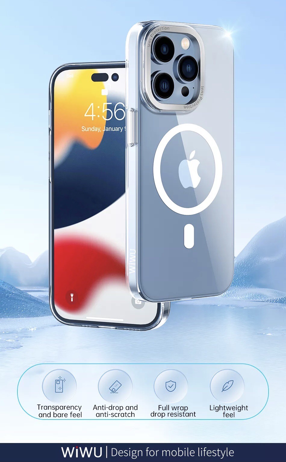 Ốp Wiwu Ultra Thin Frosted phone case UTFC-103 Cho Iphone 14 được làm bằng PC mờ, thiết kế trong suốt, chống oxy hóa, không dễ ố vàng - Hàng Chính Hãng
