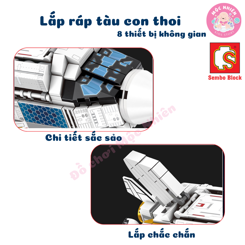 Đồ chơi lắp ráp xếp hình tàu con thoi Space Shuttle 8 trong 1 SEMBO BLOCK 203311 - 203318 (836 mảnh ghép)