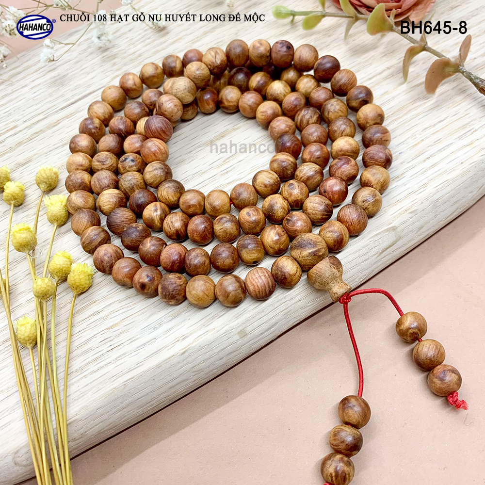 Chuỗi vòng tay/ vòng cổ 2 in 1 gỗ Nu Huyết Long Tĩnh Tâm - Lưu thông khí huyết - Bracelet of HAHANCO