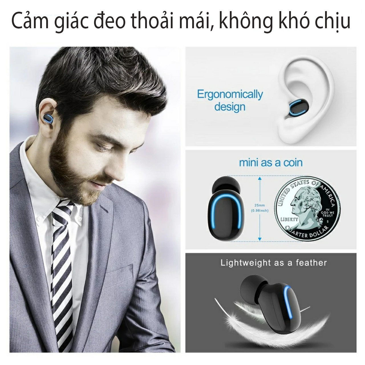 Tai nghe bluetooth 5.0 nghe nhạc hai tai chống nước Q32