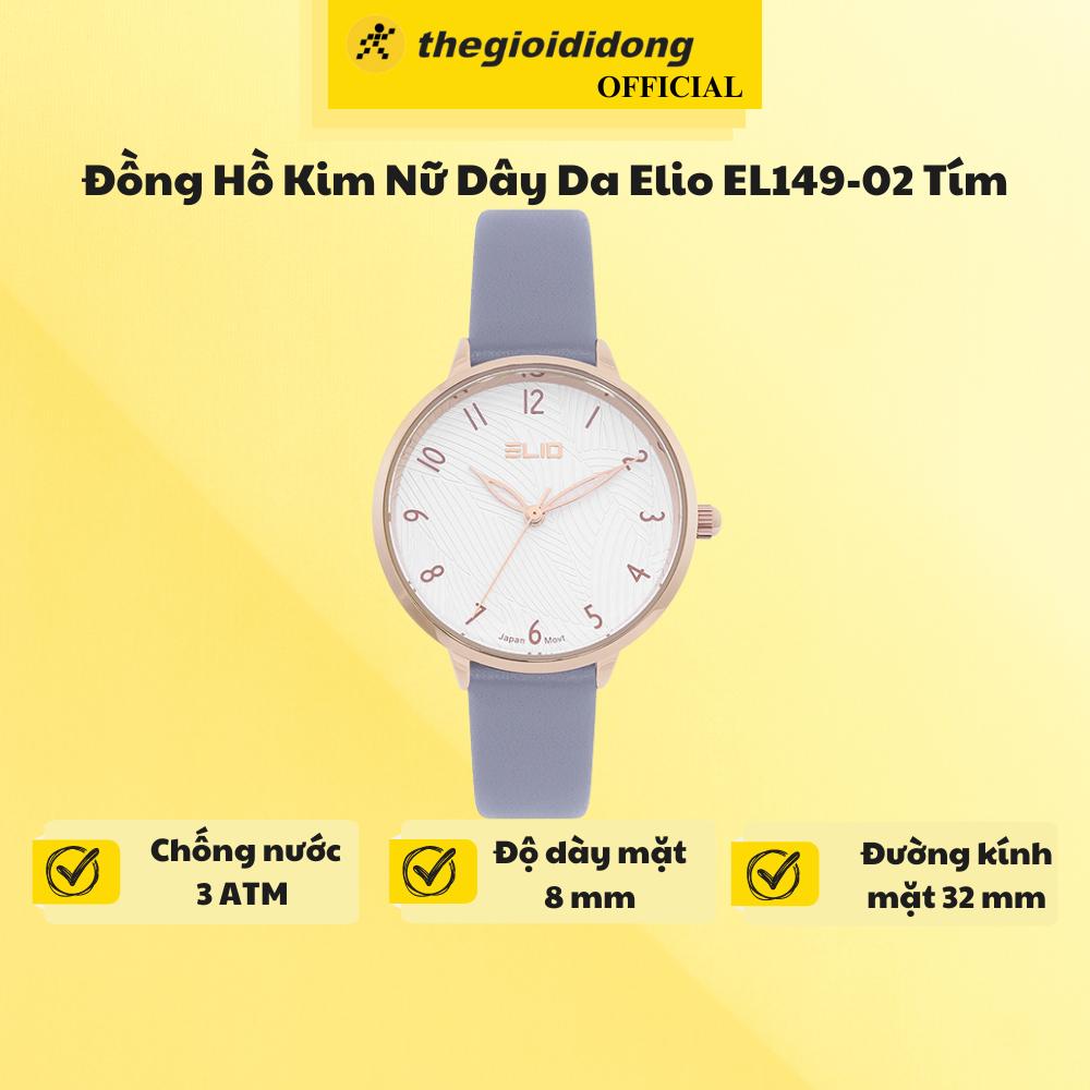 Đồng Hồ Kim Nữ Dây Da Elio EL149-02 Tím - Hàng Chính Hãng