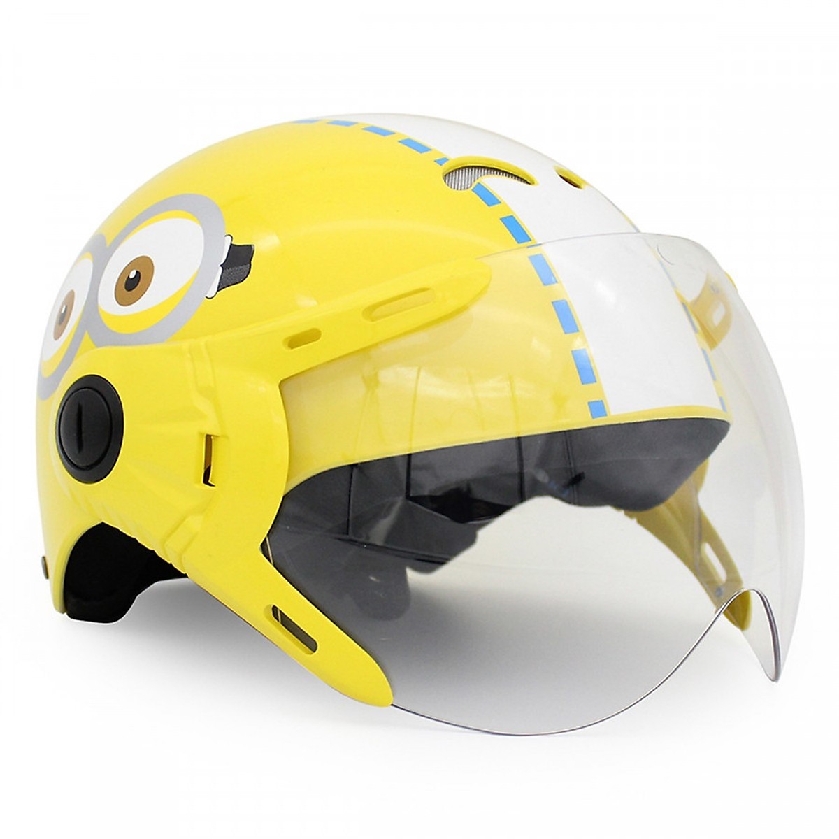 Mũ Bảo Hiểm Trẻ Em 12 Đầu Có Kính Protec Kitty, Họa Tiết Minion, An Toàn, Thời Trang - Hàng Chính Hãng - M