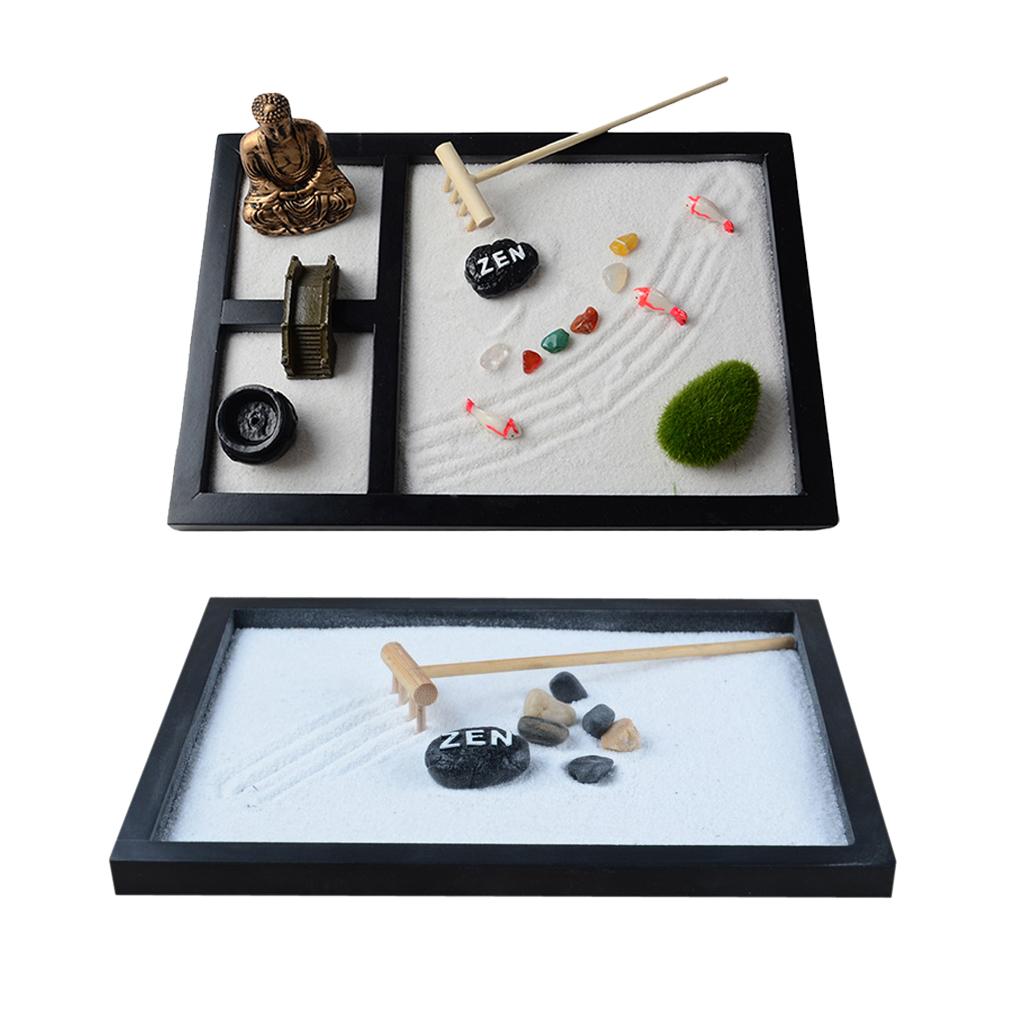 2x Sandbox Desktop Ornament Zen Sand Tray  Housewarmin Gifts for