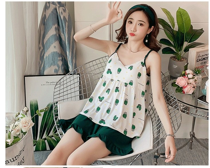 Váy ngủ, váy mặc nhà họa tiết xương rồng xinh vn24