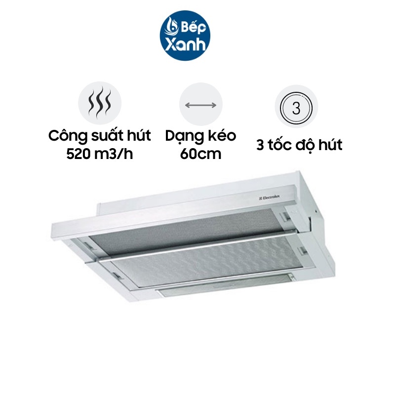 Máy Hút Mùi Âm Tủ Electrolux EFP6520X - Lưới Lọc Nhôm 5 Lớp - 60 cm - Hàng Chính Hãng